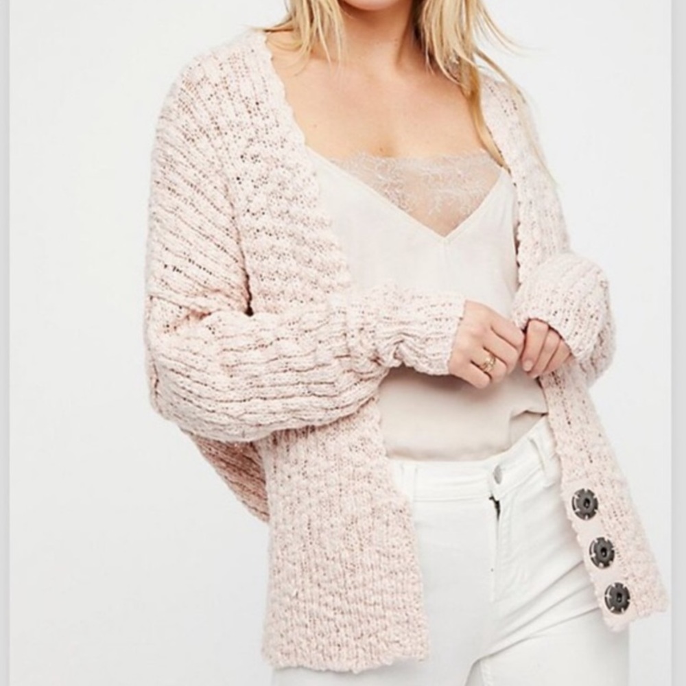 NWT Free People pink knit cardigan sweater